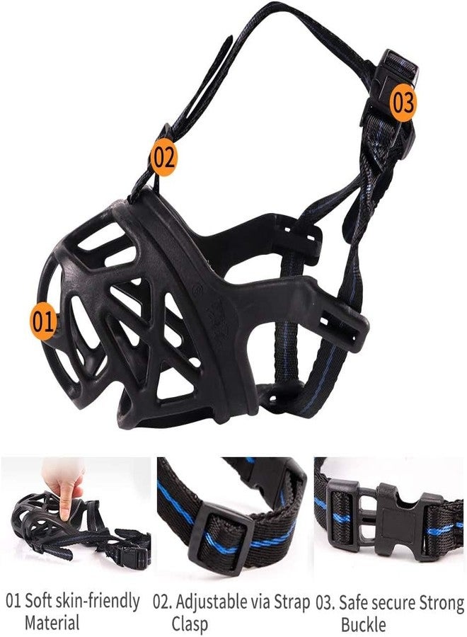 Sage Square Dog Muzzle,Soft Basket Silicone Muzzles for Dog, Best to Prevent Biting, Chewing and Barking, Allows Drinking and Panting (Extra Large) - Image 2